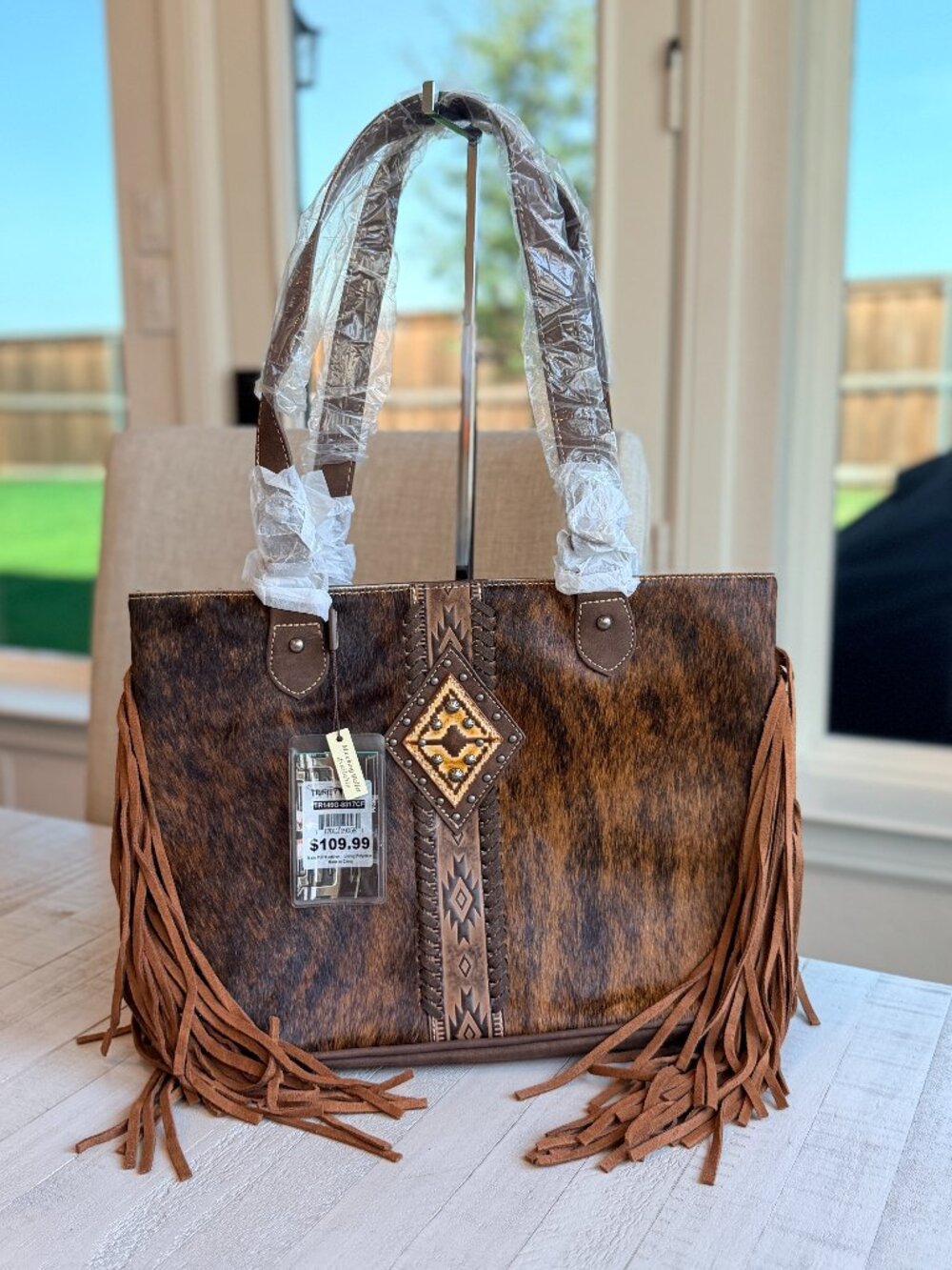 Trinity Ranch Hair On Cowhide Concealed Carry Tote - Coffee